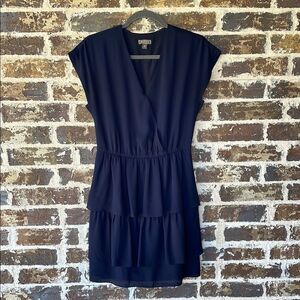 J. Crew Point Sur Tiered Ruffle Mini Dress Navy Blue Size 4